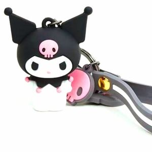 Kuromi Key Chain PVC Black & Pink 3D Figure Strap